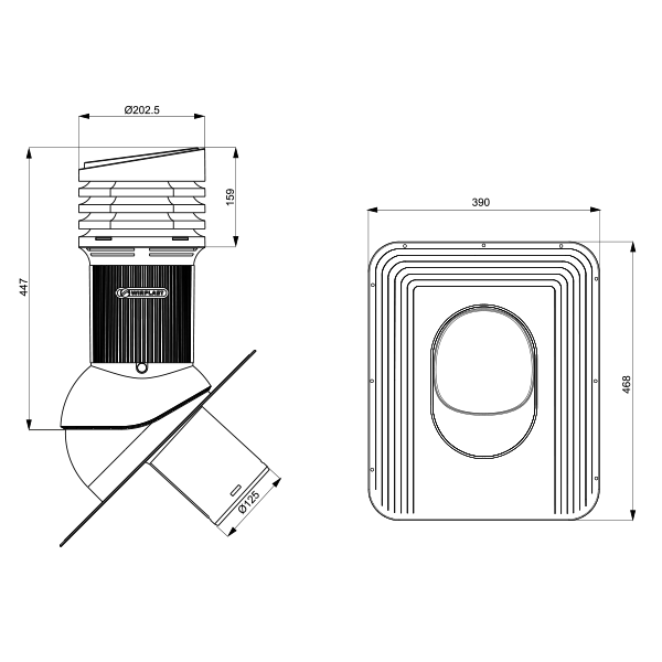 Ventilācijas izvads E01, D125, neizolēts, STANDARD EVO - Image 3