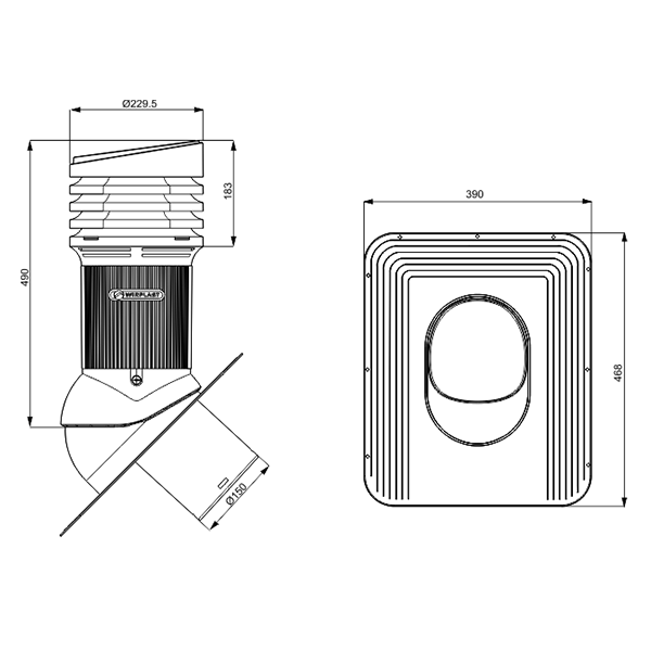 Ventilācijas izvads E05, D150, neizolēts STANDARD EVO - Image 3