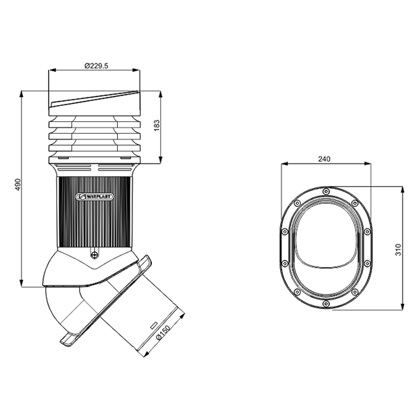 Ventilācijas izvads E30, D150, izolēts, PERFEKTA EVO — attēls 3