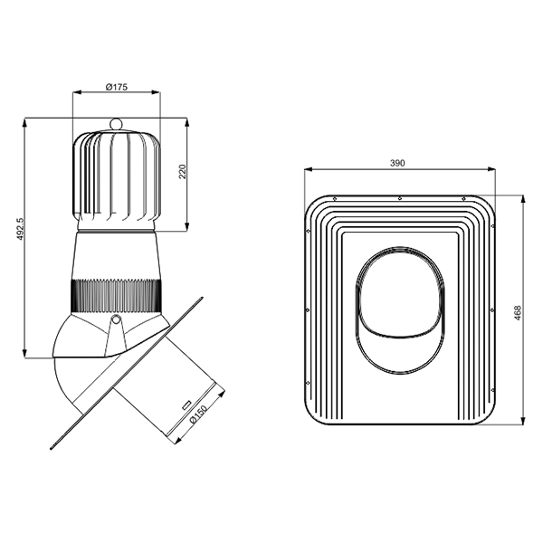 Ventilācijas izvads T01, D150, ar mehānisko ventilatoru STANDARD EVO — attēls 3